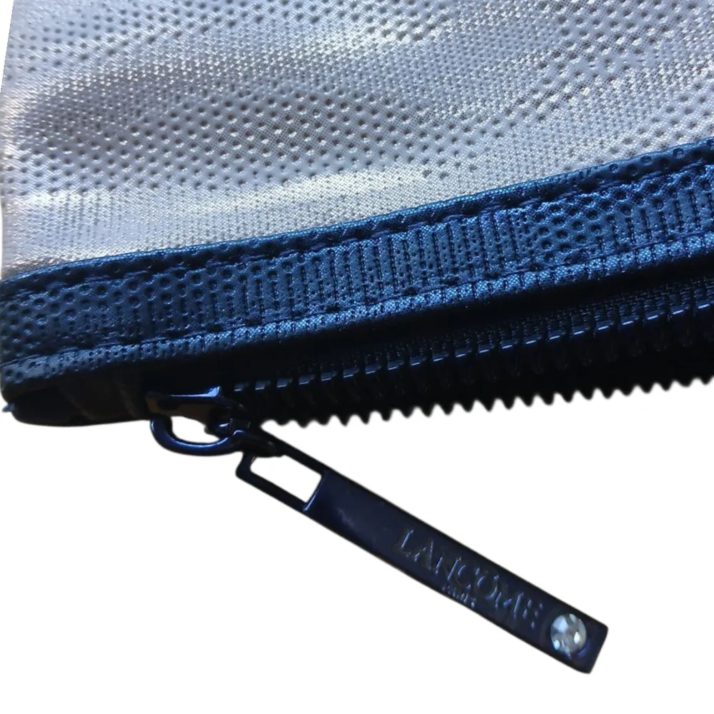 Lancome Silver Cosmetic‎ Bag with Blue Zipper